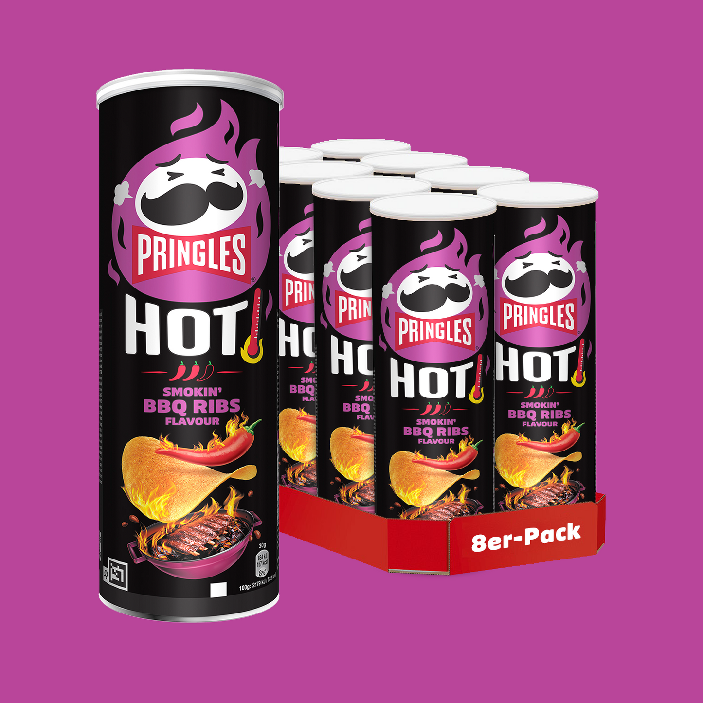 Pringles Hot Smokin' BBQ Ribs Flavour - 8x 160g